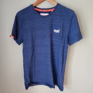 SuperDry Men's Orange Label Heathered Navy Blue T-shirt